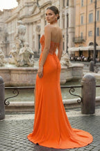 Royal Blue Sweetheart Beaded Long Evening Dress with Slit - Curvevia