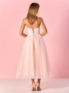 Strapless Puffy Midi Tulle Dress - Curvevia