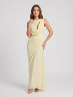 Daffodil Chiffon A-Line Scoop Neck Backless Floor-Length Dress with Cutout Detail - Curvevia