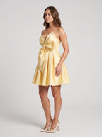 Butter Satin A-Line Sweetheart Lace-up Short Dress with Pleated Bodice - Curvevia