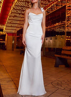 Mermaid Silk Like Satin Wedding Dresses With Flower(s)High Split - Curvevia