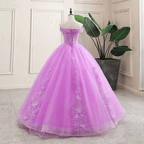 Lilac Off the Shoulder Quinceanera Dress Ball Gown With Appliqued - Curvevia
