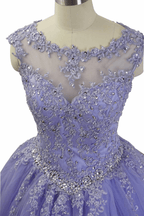 Lavender Ball Gown Quinceanera Dresses Lace Appliqued Dress - Curvevia
