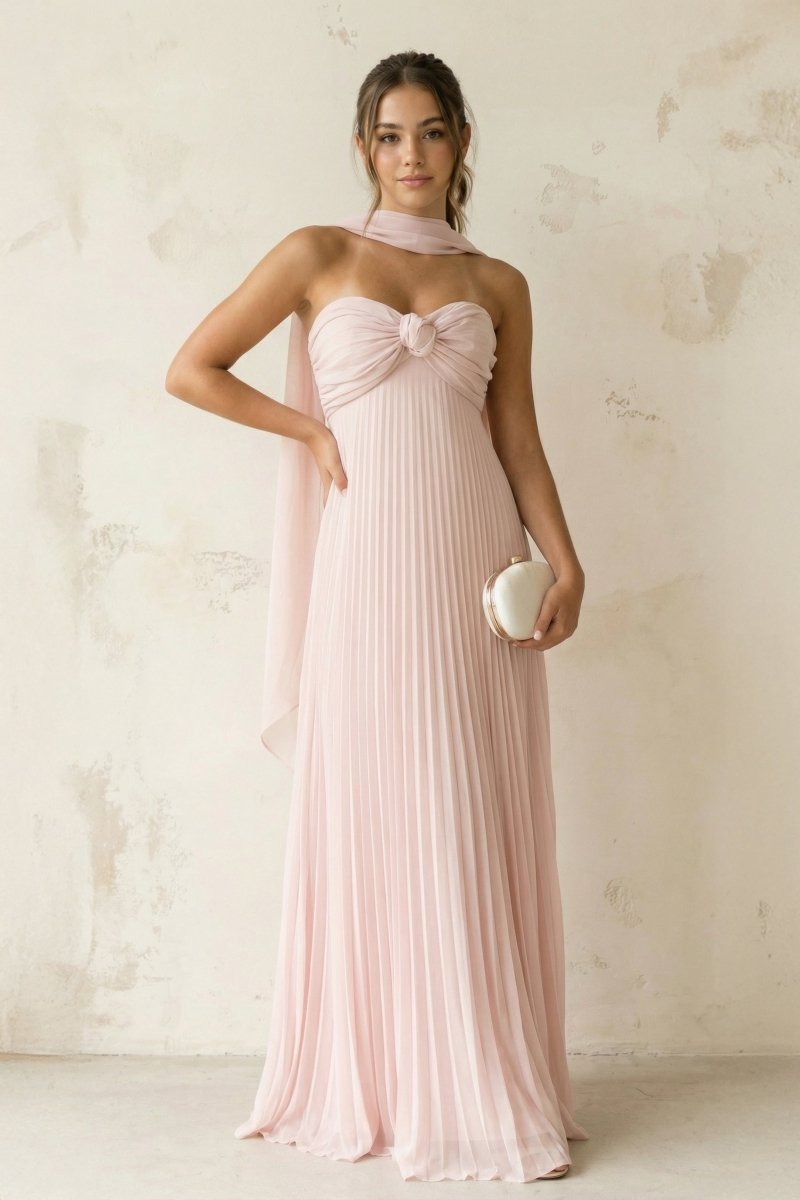 A Line Light Pink Sweetheart Chiffon Long Prom Dress - Curvevia