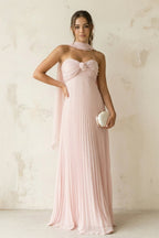 A Line Light Pink Sweetheart Chiffon Long Prom Dress - Curvevia
