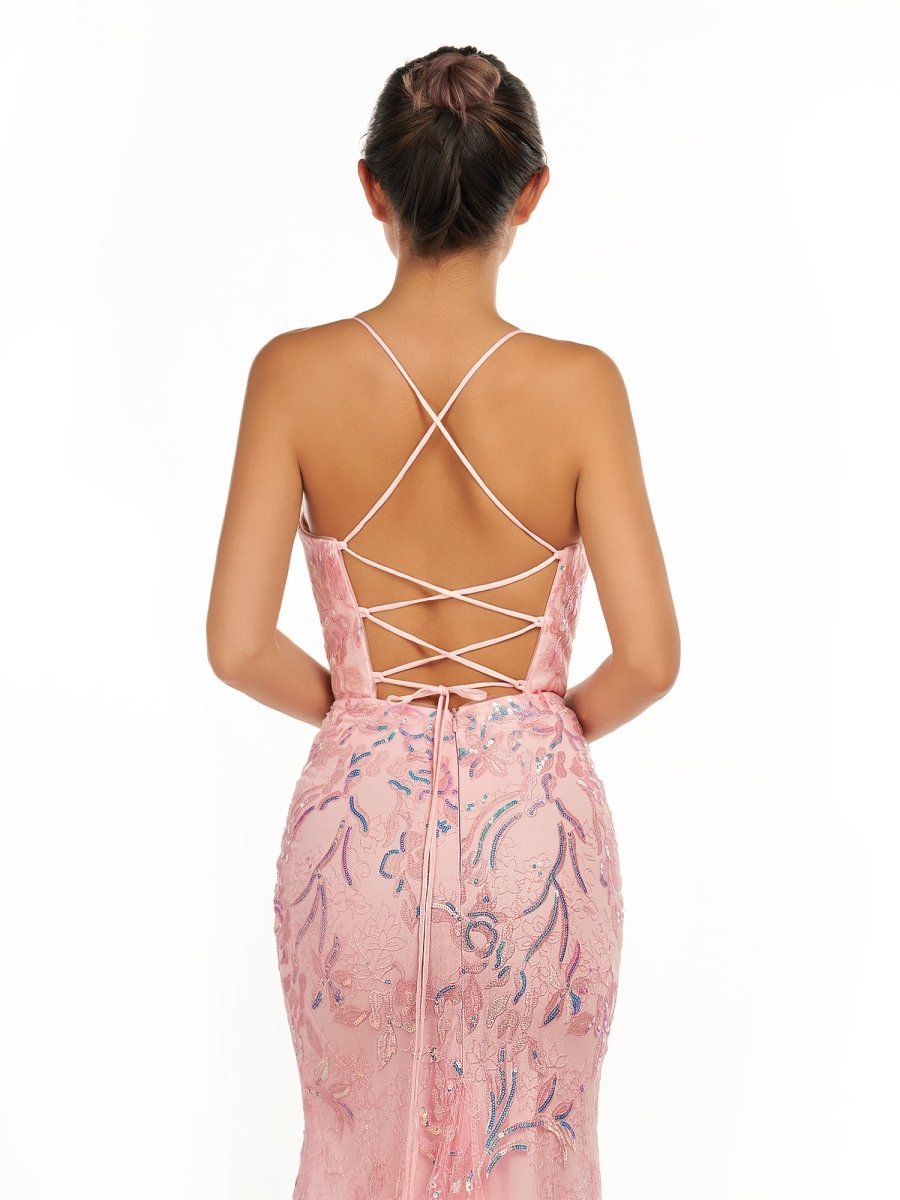 Mermaid Scoop Lace Long Evening Dress - Curvevia