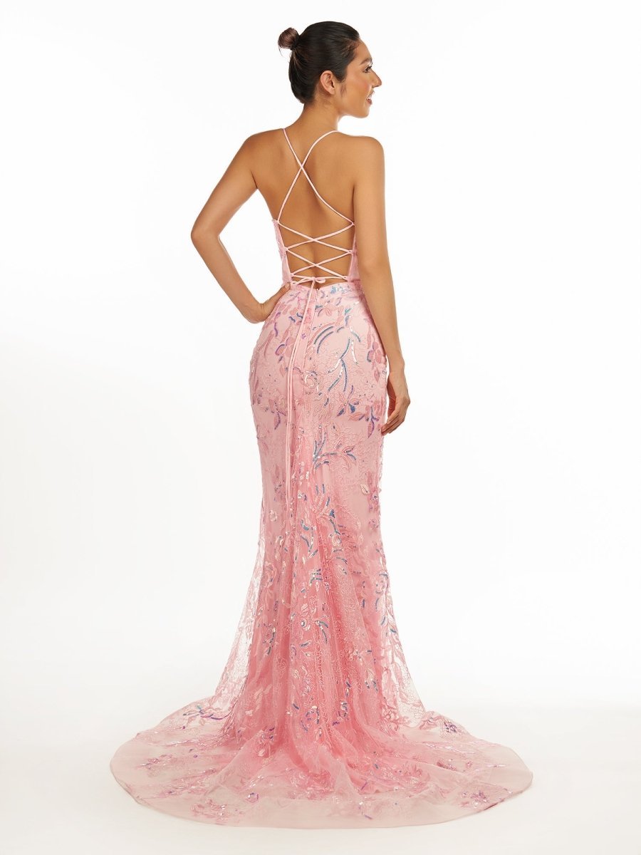 Mermaid Scoop Lace Long Evening Dress - Curvevia