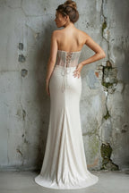 Strapless Mermaid Long Sequins Prom Dress With Split - Curvevia