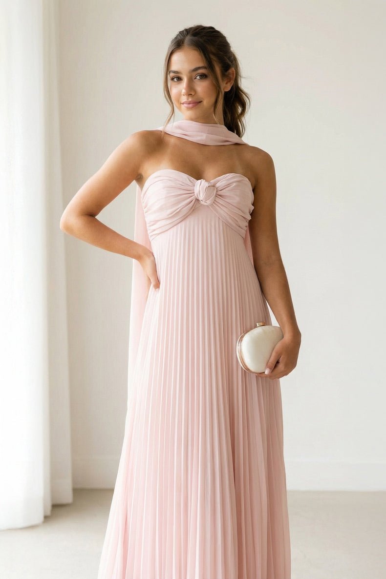 A Line Light Pink Sweetheart Chiffon Long Prom Dress - Curvevia