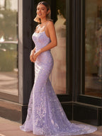 Mermaid Scoop Lace Long Evening Dress - Curvevia