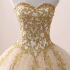 Quinceanera Dress Ivory Ball Gown Sweetheart Appliques Beading Prom Dresses - Curvevia