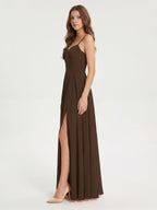 Mocha Chiffon A-Line Sweetheart Backless Ankle-Length Bridesmaid Dress - Curvevia