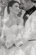 Vintage A-Line Sweetheart White Lace Wedding Dresses with Slit - Curvevia