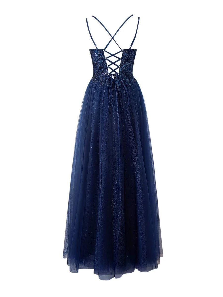 Yellow A-line Floor Length Glitter Tulle Mother of the Bride Dress - Curvevia