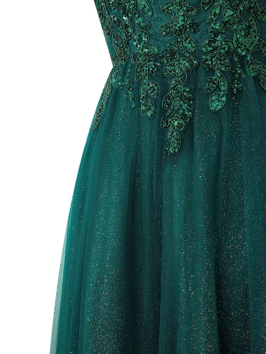 Yellow A-line Floor Length Glitter Tulle Mother of the Bride Dress - Curvevia