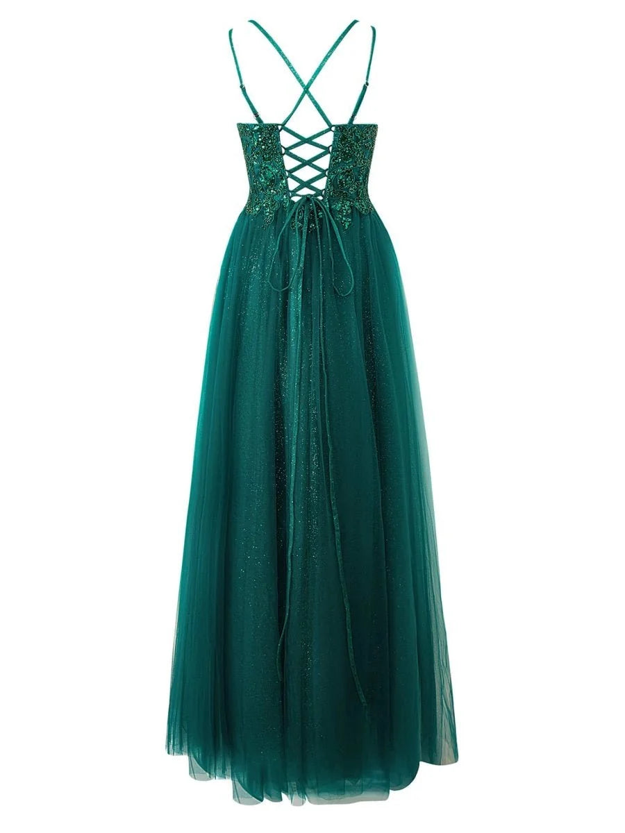Yellow A-line Floor Length Glitter Tulle Mother of the Bride Dress - Curvevia