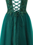 Yellow A-line Floor Length Glitter Tulle Mother of the Bride Dress - Curvevia