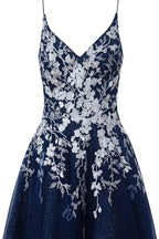 Aline Short Glitter Tulle Wedding Guest Dress with Appliques - Curvevia