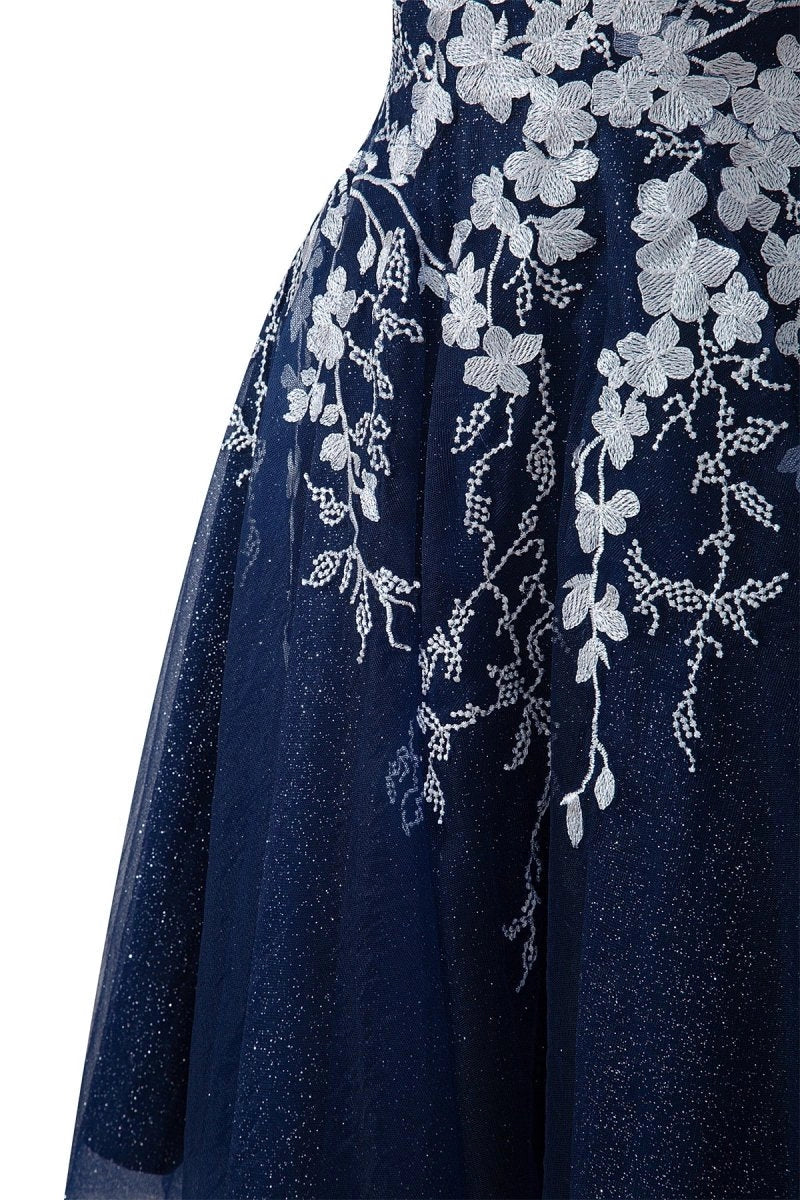 Aline Short Glitter Tulle Wedding Guest Dress with Appliques - Curvevia