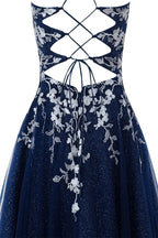 Aline Short Glitter Tulle Wedding Guest Dress with Appliques - Curvevia