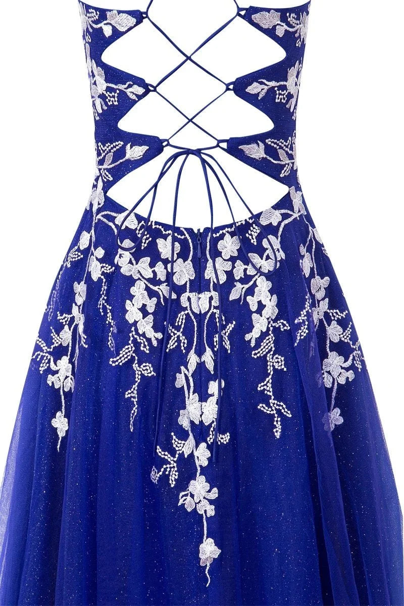 Aline Short Glitter Tulle Wedding Guest Dress with Appliques - Curvevia