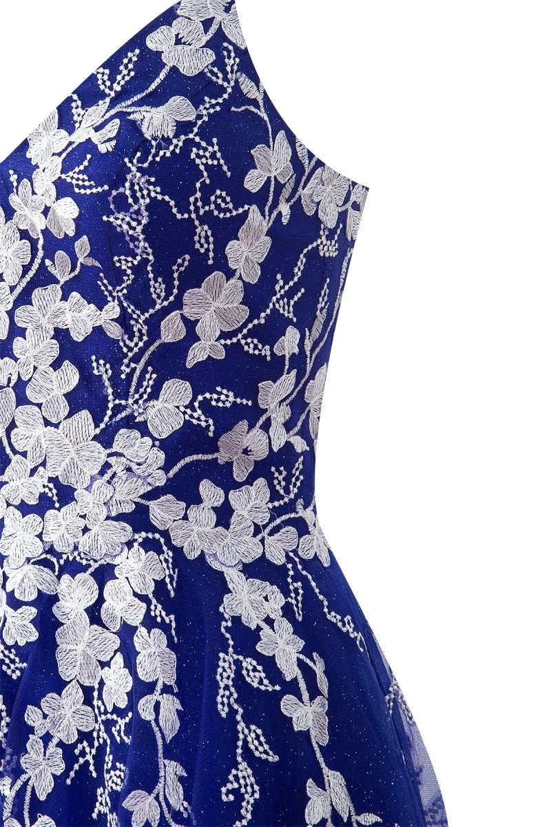 Aline Short Glitter Tulle Wedding Guest Dress with Appliques - Curvevia