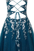 Aline Short Glitter Tulle Wedding Guest Dress with Appliques - Curvevia