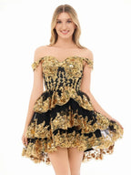 Navy Blue A-Line Sweetheart Tiered Short Homecoming Dresses - Curvevia