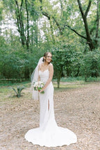 Charming Mermaid Cowl Neck Satin Wedding Dress with Slit - Curvevia