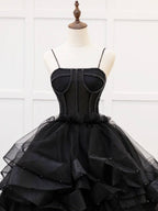 A-Line Tulle Beads Black Quinceanera Dress - Curvevia