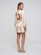 White Satin A-Line Keyhole Back Short Dress - Curvevia