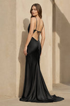 Simple Spaghetti Straps Long Soft Satin Ivory Mermaid Beach Wedding Dresses - Curvevia