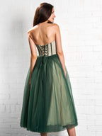 Strapless Puffy Midi Tulle Dress - Curvevia