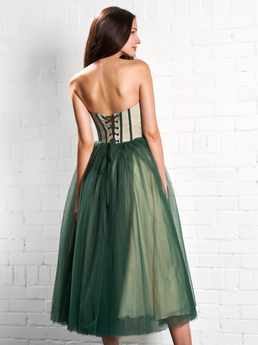 Strapless Puffy Midi Tulle Dress - Curvevia