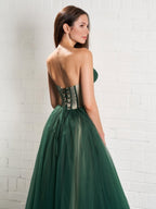 Strapless Puffy Midi Tulle Dress - Curvevia