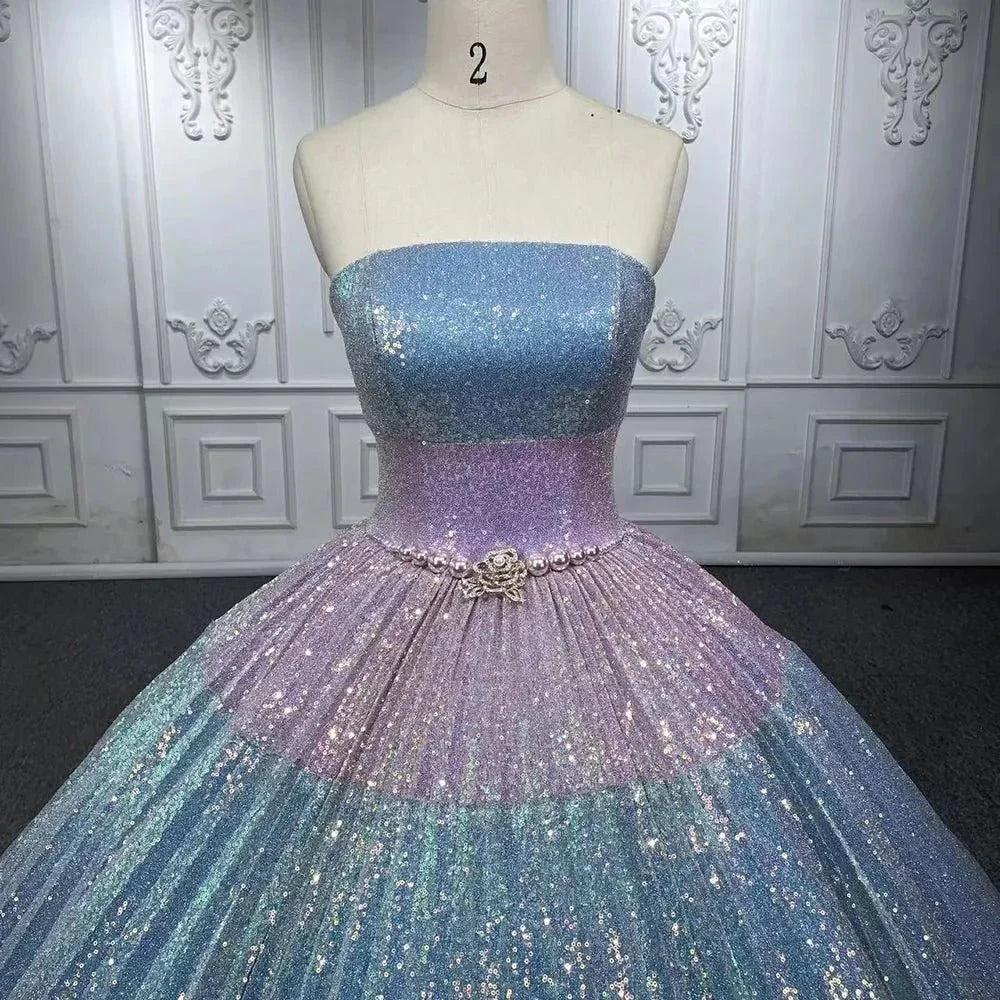 Simple Sequined Shimmer Party Dress with Train - Curvevia
