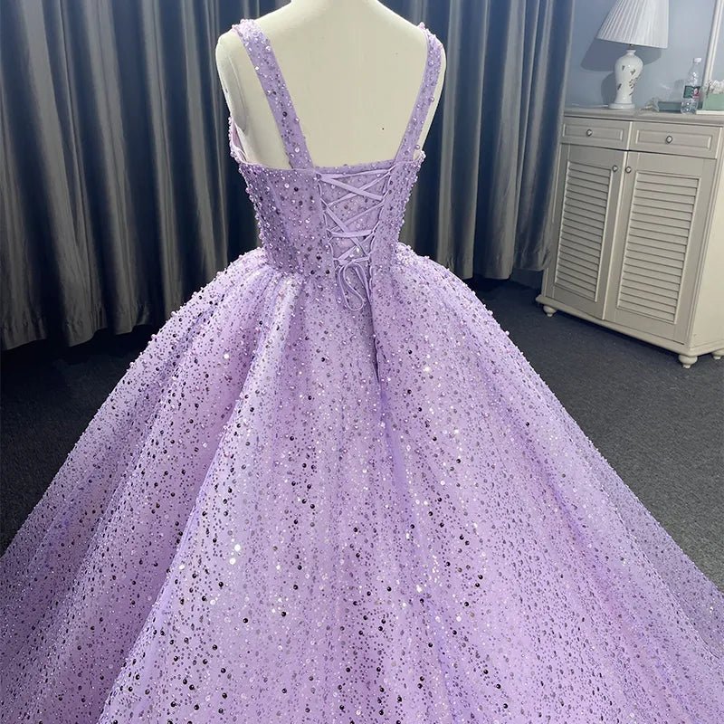Purple Sweetheart Sequined Evening Party Dress - Curvevia