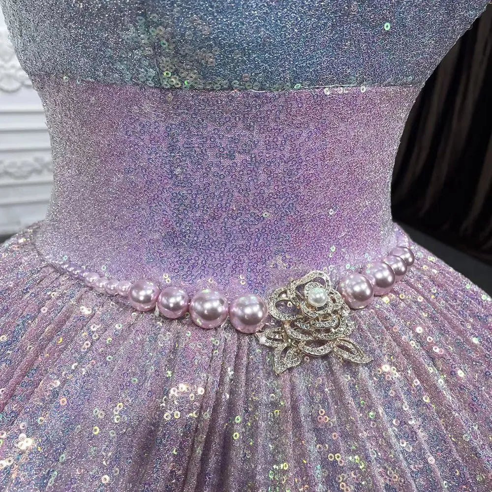 Simple Sequined Shimmer Party Dress with Train - Curvevia