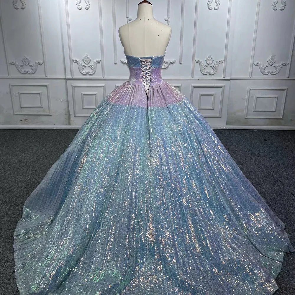 Simple Sequined Shimmer Party Dress with Train - Curvevia