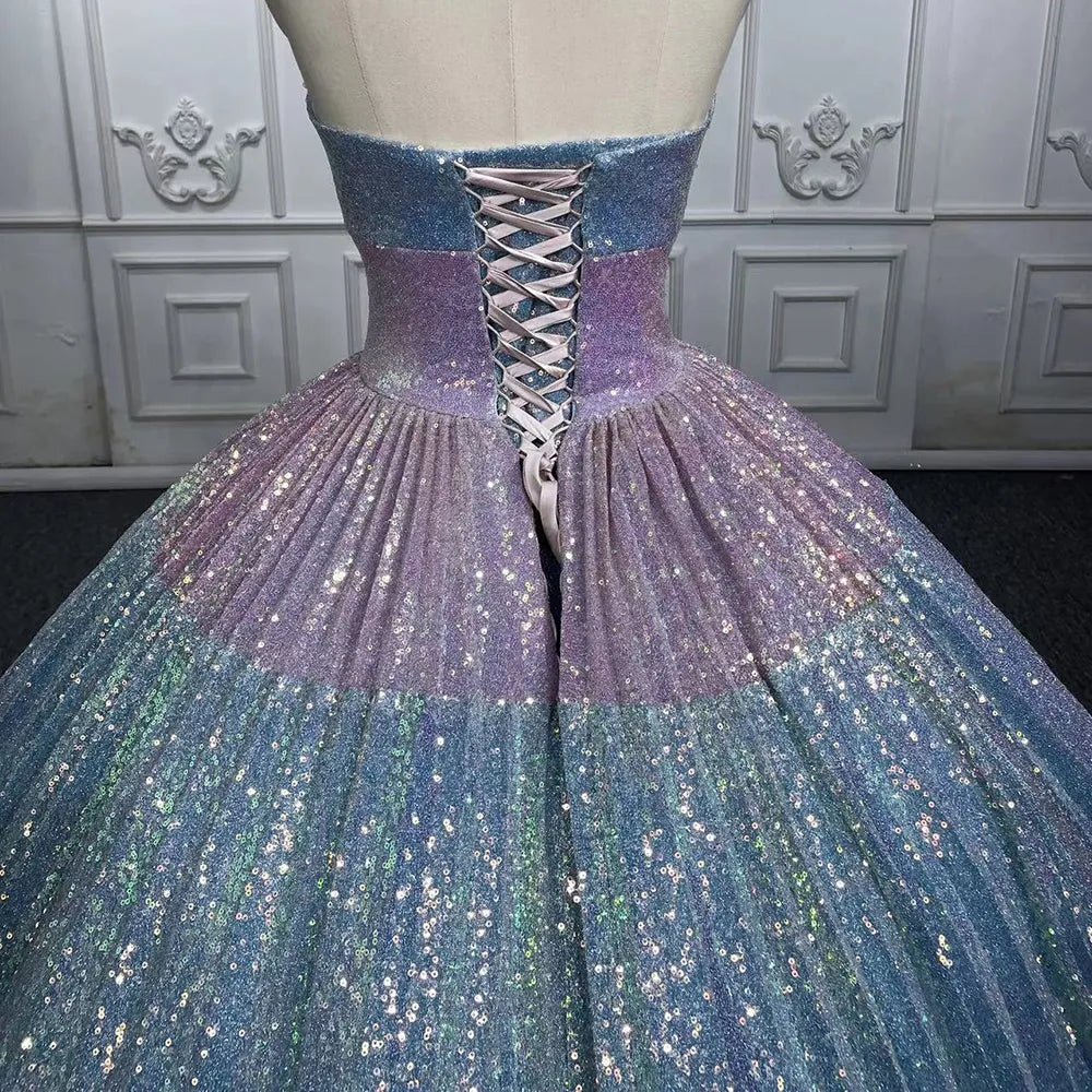 Simple Sequined Shimmer Party Dress with Train - Curvevia