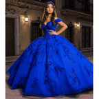 Royal Blue Off the Shoulder Puffy Quinceanera Dresses - Curvevia