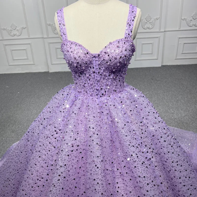 Purple Sweetheart Sequined Evening Party Dress - Curvevia