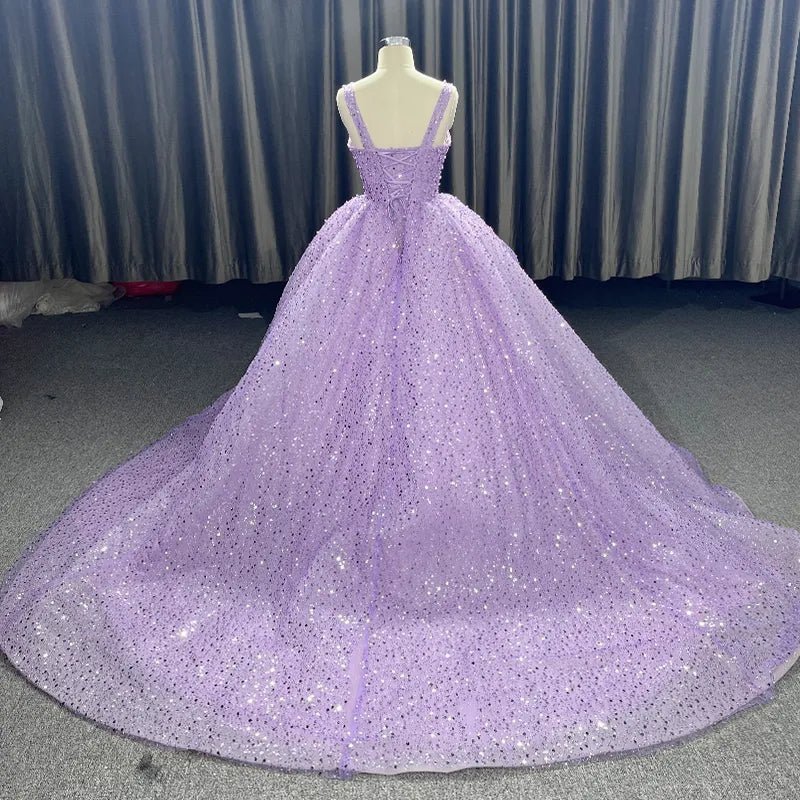 Purple Sweetheart Sequined Evening Party Dress - Curvevia