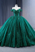 Appliques Dark Green Sweetheart Sleeveless Ball Gown Quinceanera Dress - Curvevia
