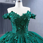 Appliques Dark Green Sweetheart Sleeveless Ball Gown Quinceanera Dress - Curvevia