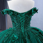 Appliques Dark Green Sweetheart Sleeveless Ball Gown Quinceanera Dress - Curvevia
