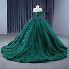 Appliques Dark Green Sweetheart Sleeveless Ball Gown Quinceanera Dress - Curvevia