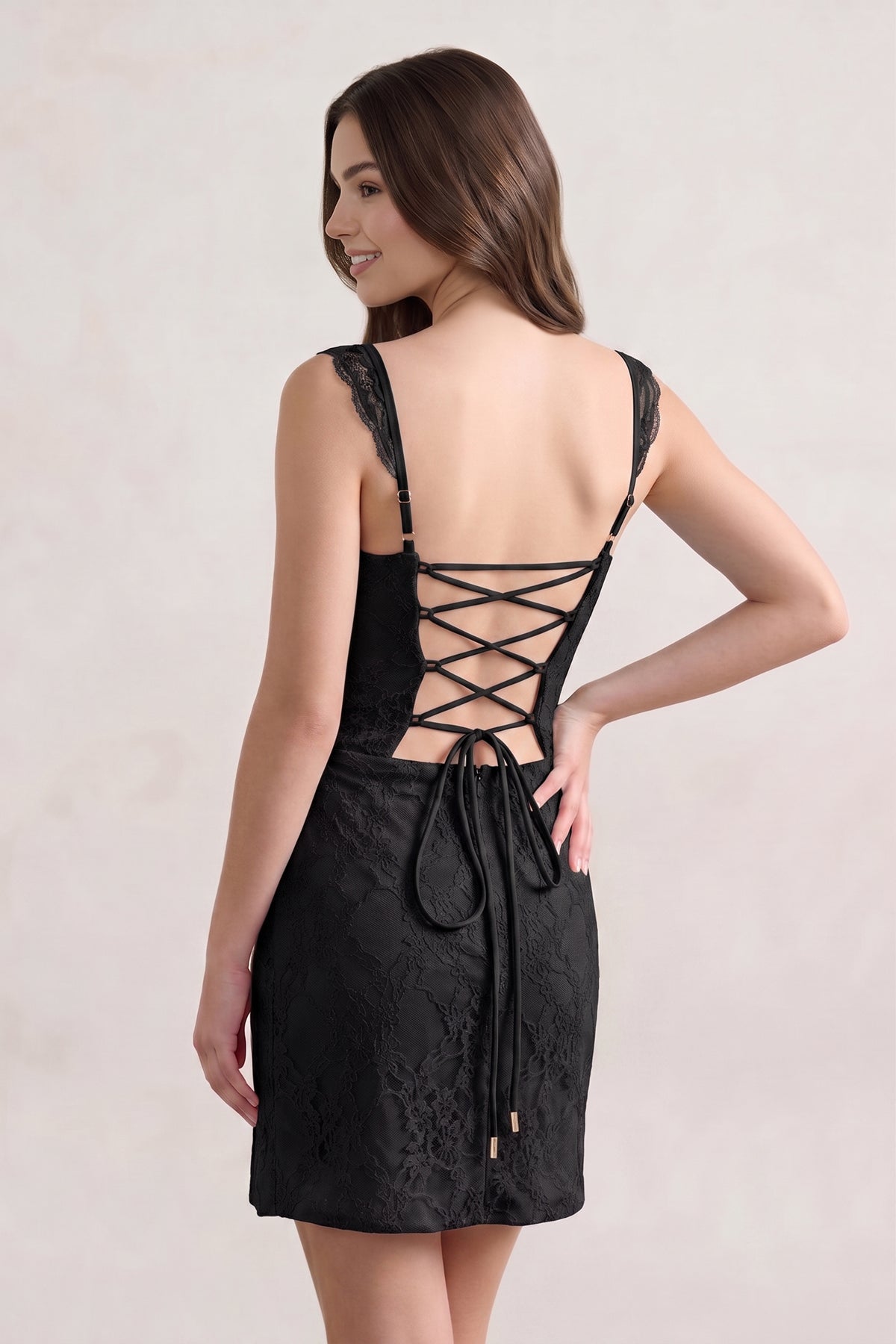 Sky Blue Scoop Neck Sheath Lace Short Homecoming Dress With Slit - Curvevia