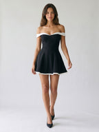 Black Matte Satin A-Line Off-the-Shoulder Backless Short Homecoming Dress - Curvevia