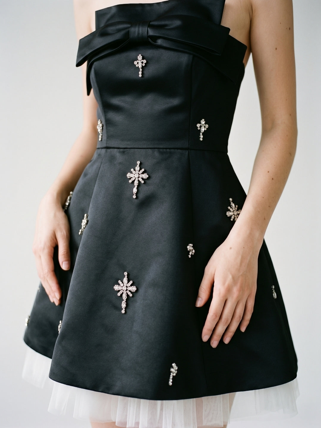 Black Matte Satin A-Line Straight Neck Backless Short Homecoming Dress with Beading - Curvevia